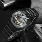 Forsining Silver Automatic Watch Men 3D Diamond Dial Irregular Tourbillon Skeleton Mechanical Wristwatches Luminous Hands Clock - Revelloventures