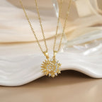 Stainless Steel Magnetic Sun Moon Couple Necklace Fashion Chain for Men and Women
