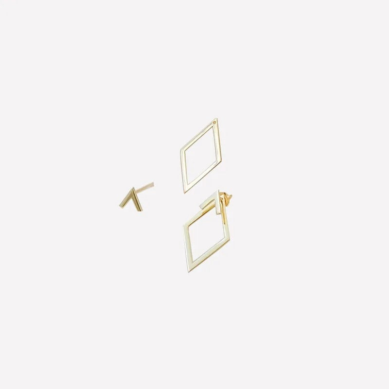 Geometric Square Detachable Triangles Stainless steel Stud Earrings for Women