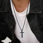 Stainless Steel Cross Necklace, Silver Color Plain Cross Pendant Collar
