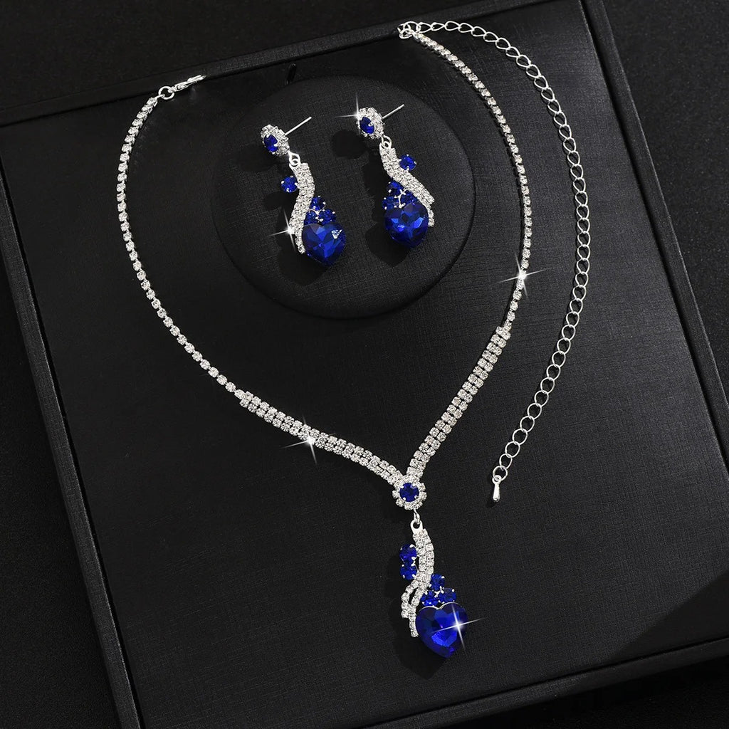 3pcs Elegant Vintage Jewelry Set for Women Sparkling Rhinestones Necklace Shiny Crystal Choker Bridal Wedding Earrings Party - Revelloventures