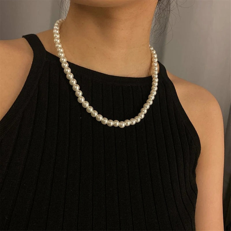 Classic Elegant White Pearl Chokers Necklace For Women and Men