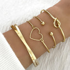4pcs/set Stainless Steel Bracelets Vintage Fashion Woven Twist Texture Bangles for Women - Revelloventures