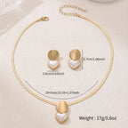 2pcs Set Minimalist Creative Gold Color Circular Heart-shaped Pendant Snake Bone Chain Necklace Earrings - Revelloventures