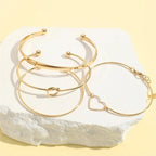 4pcs/set Stainless Steel Bracelets Vintage Fashion Woven Twist Texture Bangles for Women - Revelloventures