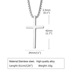 Stainless Steel Cross Necklace, Silver Color Plain Cross Pendant Collar