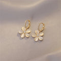 Exquisite Opal Flower Stud Pearl Floral Leaves Earrings