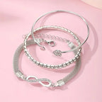 3pcs/Set Vintage Crystal Rhinestone Heart Bracelets for Women - Revelloventures