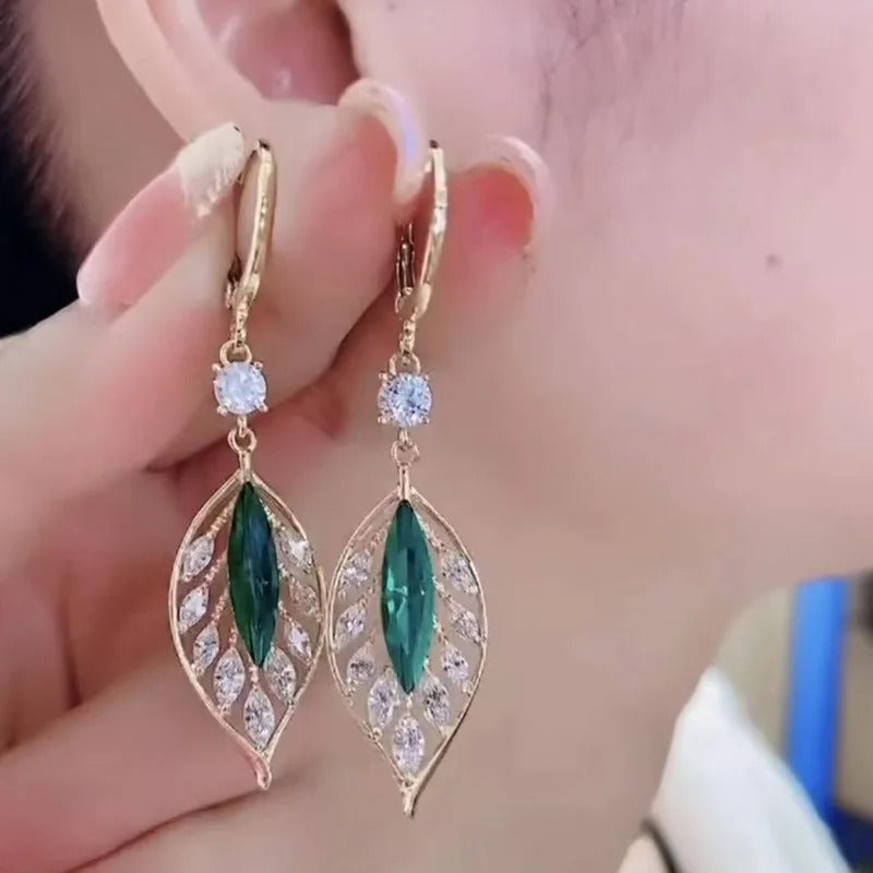 Luxury Crystal Long Flower Drop  Earrings For Women