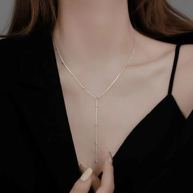 LATS Gold Color Double Layered Long Tassel Chain Necklaces for Women - Revelloventures