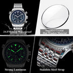 POEDAGAR Top Fashion Men Wristwatch Stainless Steel Luminous Quartz Man Clock Date Chronograph Military Men's Watches