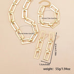 4PCS Stainless Steel Fashion Gold Color Geometric Chain Necklace Bracelets For Women - Revelloventures