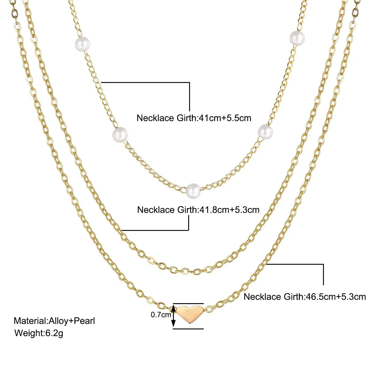 LATS Multilayer Pearl Cross Love Heart Pendant Necklaces for Women - Revelloventures
