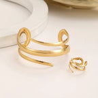 2 Pcs Set Exaggeration Personality Gold Color Spiral Multilayer Bracelet Ring for Women - Revelloventures