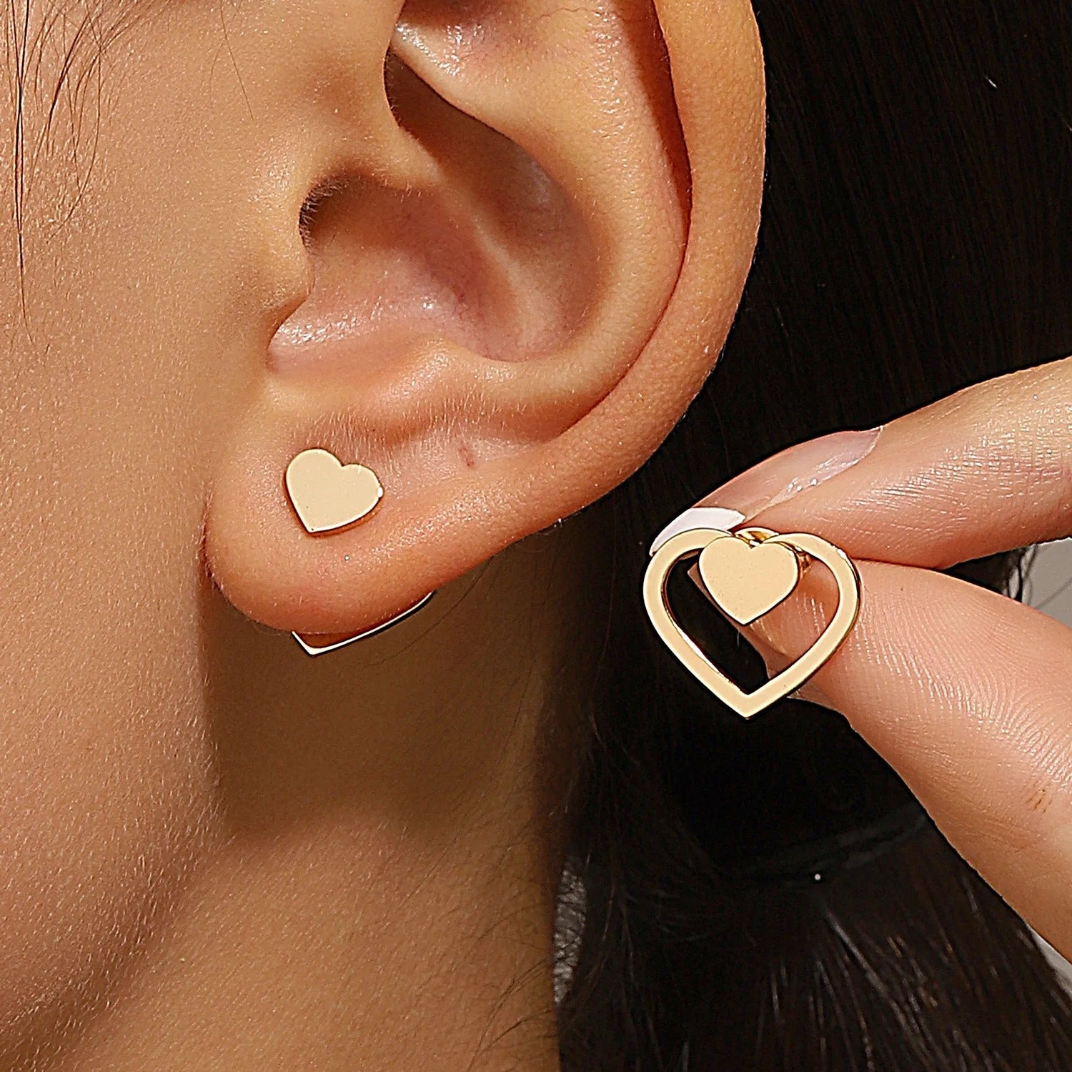 Geometric Square Detachable Triangles Stainless steel Stud Earrings for Women