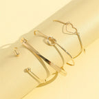 4pcs/set Stainless Steel Bracelets Vintage Fashion Woven Twist Texture Bangles for Women - Revelloventures