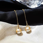 Long Dangle Imitation Pearl Drop Earrings