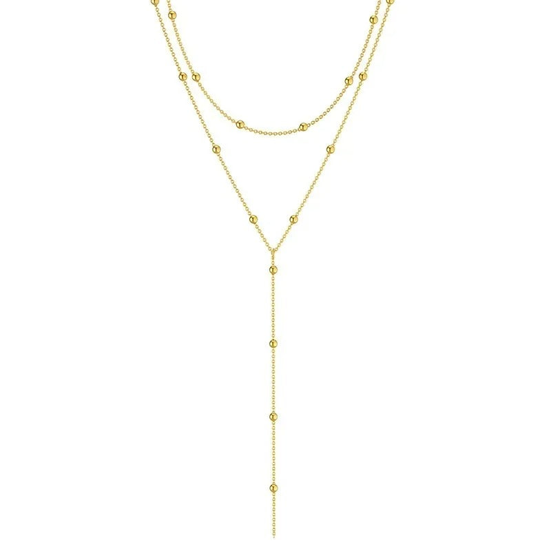LATS Gold Color Double Layered Long Tassel Chain Necklaces for Women - Revelloventures