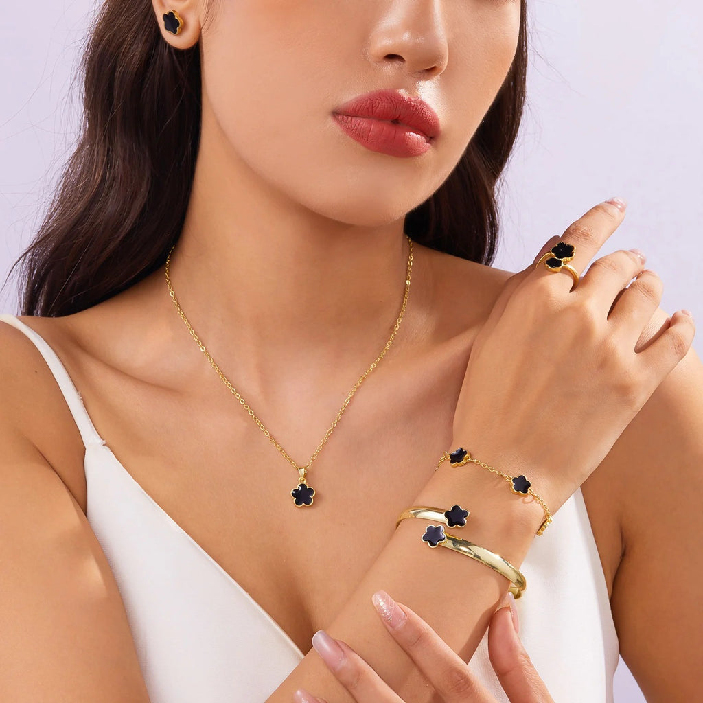 5pcs/set Colorful Enamel Plum Blossom Bracelets for Women - Revelloventures