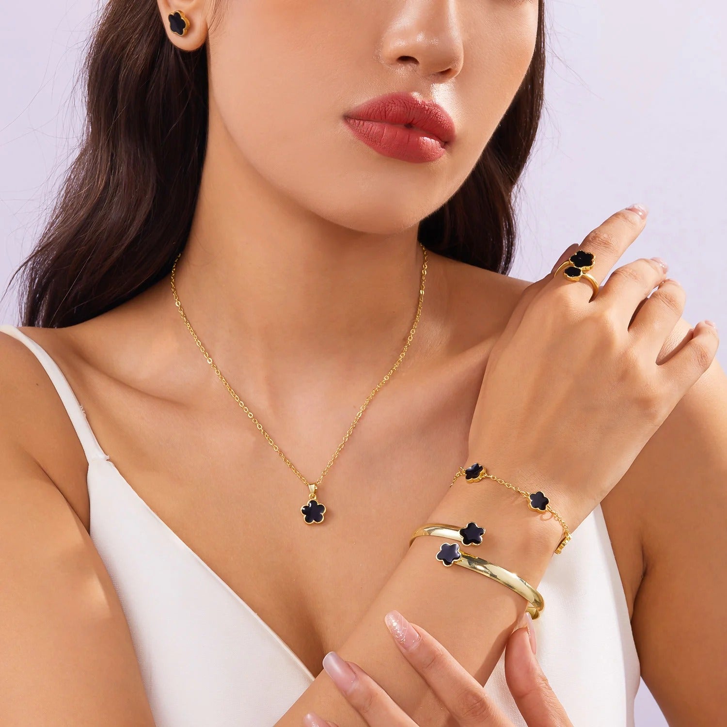 5pcs/set Colorful Enamel Plum Blossom Bracelets for Women - Revelloventures