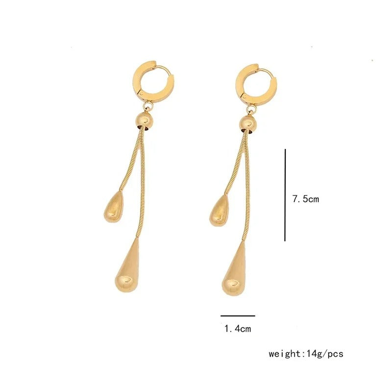 Stainless Steel New Fashion Jewelry Sets Pulling Adjustment Droplet Shape Charm Chain Choker Necklaces Earrings for Women - Revelloventures