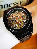 Forsining Silver Automatic Watch Men 3D Diamond Dial Irregular Tourbillon Skeleton Mechanical Wristwatches Luminous Hands Clock - Revelloventures