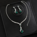 3pcs Elegant Vintage Jewelry Set for Women Sparkling Rhinestones Necklace Shiny Crystal Choker Bridal Wedding Earrings Party - Revelloventures