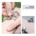 Heart Bracelet Choker Set Jewelry Stainless Steel Key Pendant Necklace Women Men Lover Couples - Revelloventures