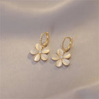 Exquisite Opal Flower Stud Pearl Floral Leaves Earrings