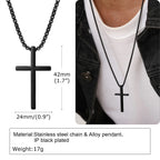 Stainless Steel Cross Necklace, Silver Color Plain Cross Pendant Collar