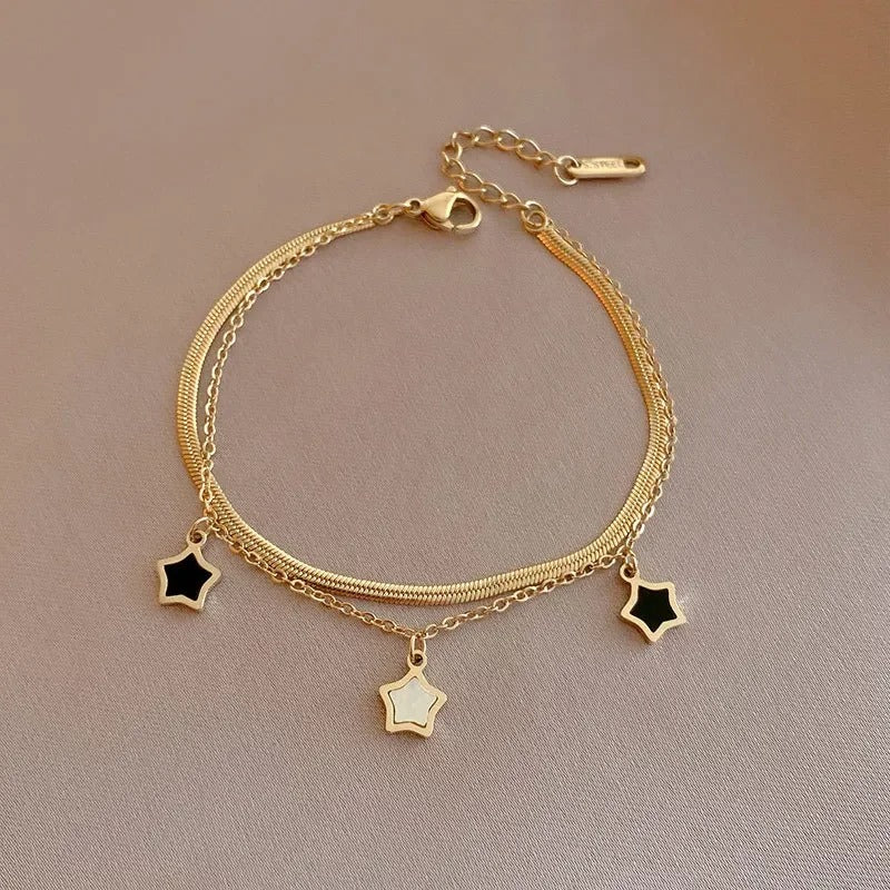 Stainless Steel Multilayer Chain Star Charm Necklace Bracelet for Women - Revelloventures