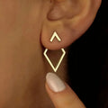 Geometric Square Detachable Triangles Stainless steel Stud Earrings for Women