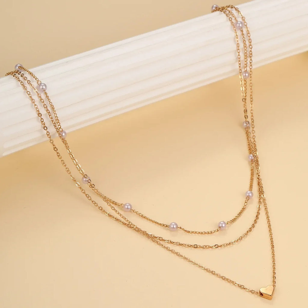 LATS Multilayer Pearl Cross Love Heart Pendant Necklaces for Women - Revelloventures