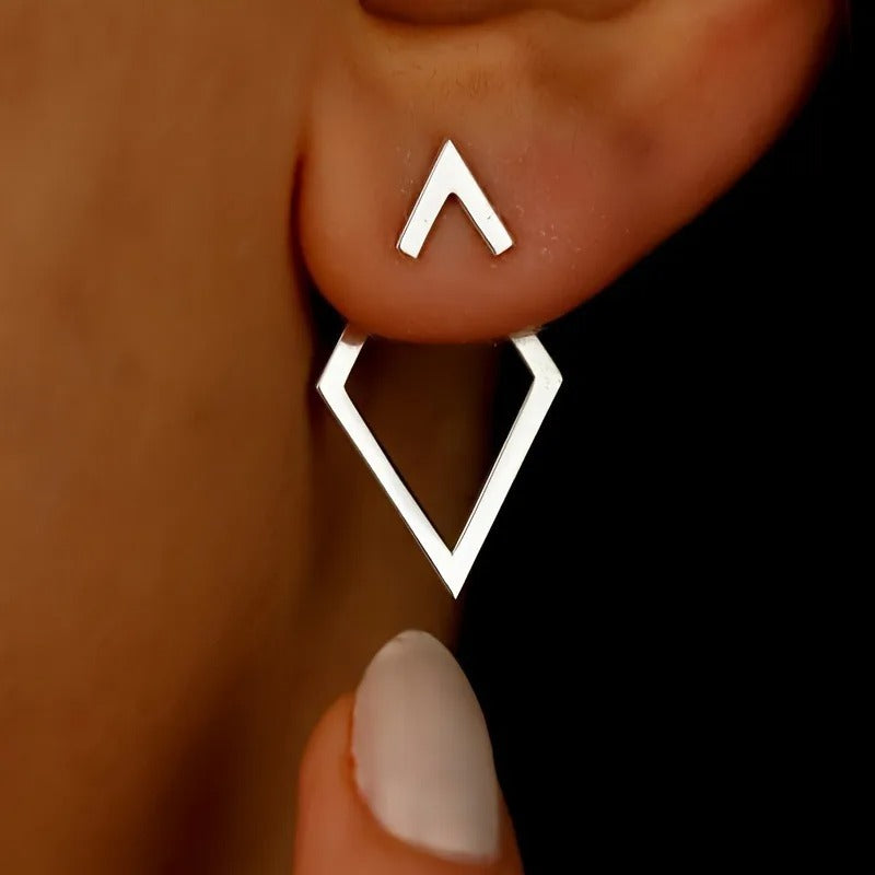 Geometric Square Detachable Triangles Stainless steel Stud Earrings for Women