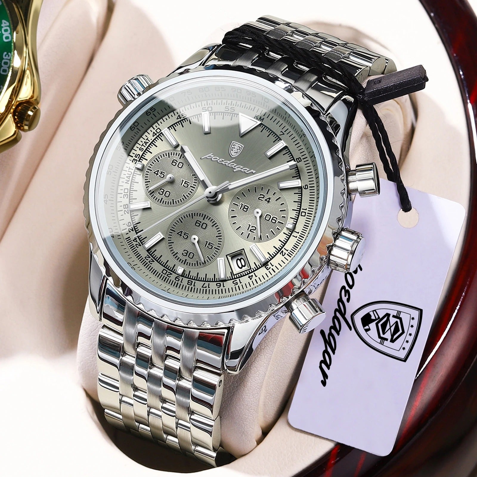 POEDAGAR Top Fashion Men Wristwatch Stainless Steel Luminous Quartz Man Clock Date Chronograph Military Men's Watches
