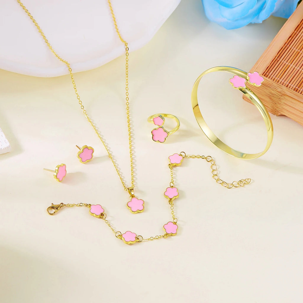 5pcs/set Colorful Enamel Plum Blossom Bracelets for Women - Revelloventures