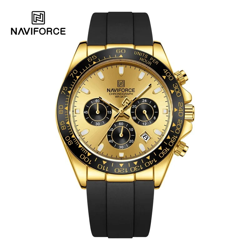 NAVIFORCE Luxury Men's Watch Waterproof Sports Quartz Clock Silicone Strap Chronograph Luminous Wristwatches - Revelloventures