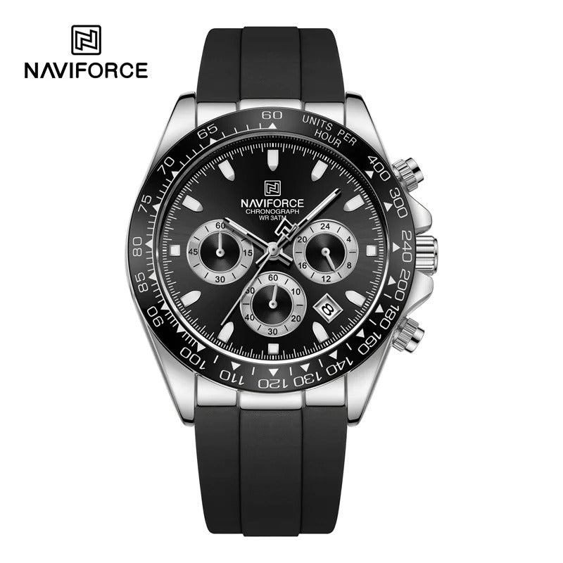 NAVIFORCE Luxury Men's Watch Waterproof Sports Quartz Clock Silicone Strap Chronograph Luminous Wristwatches - Revelloventures
