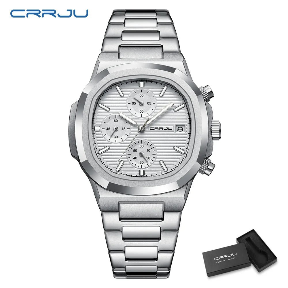 Luxury Man Watch Business Waterproof Male Clock Luminous Date Stainless Steel Square Quartz Men