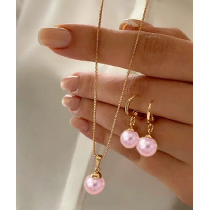 LATS 3 Pcs/Set Round Pearl Pendant Necklace For Women - Revelloventures