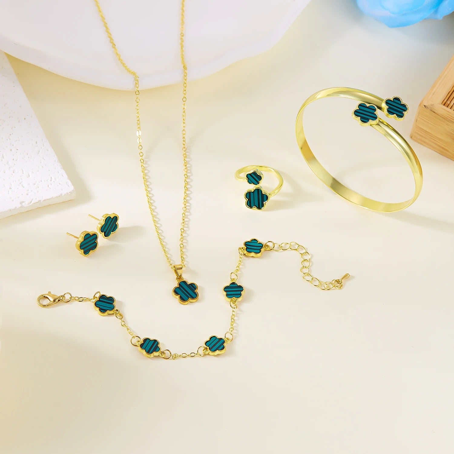 5pcs/set Colorful Enamel Plum Blossom Bracelets for Women - Revelloventures