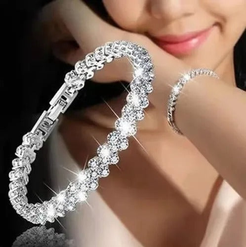 4Pcs/Set Fashion Snake Green Gemstone Bangle Rhinestone Full Metal Bracelet For Women - Revelloventures