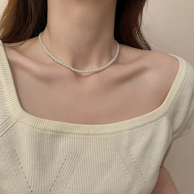Classic Elegant White Pearl Chokers Necklace For Women and Men
