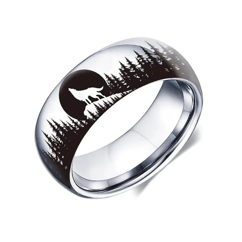 Moon Wolf Stainless Steel Rings