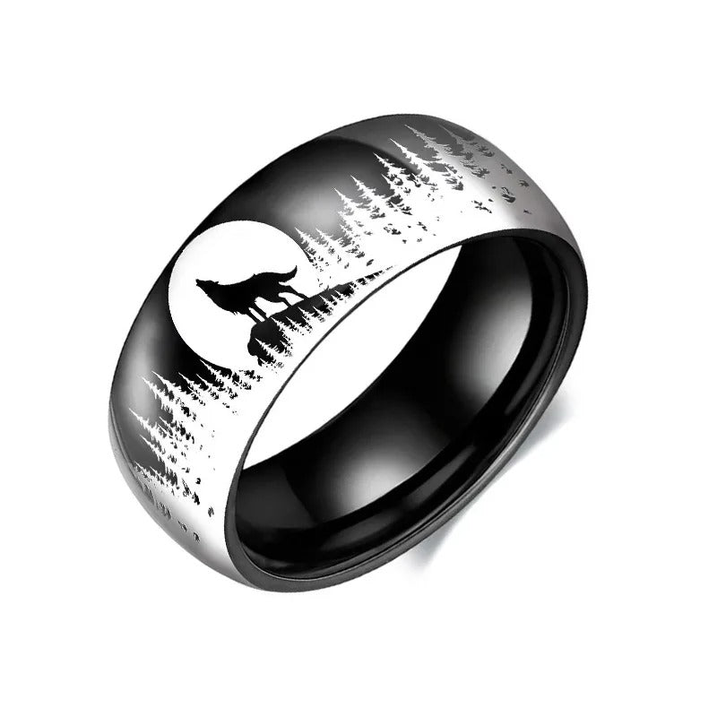 Moon Wolf Stainless Steel Rings
