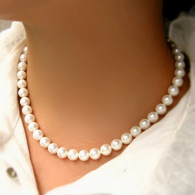 Classic Elegant White Pearl Chokers Necklace For Women and Men