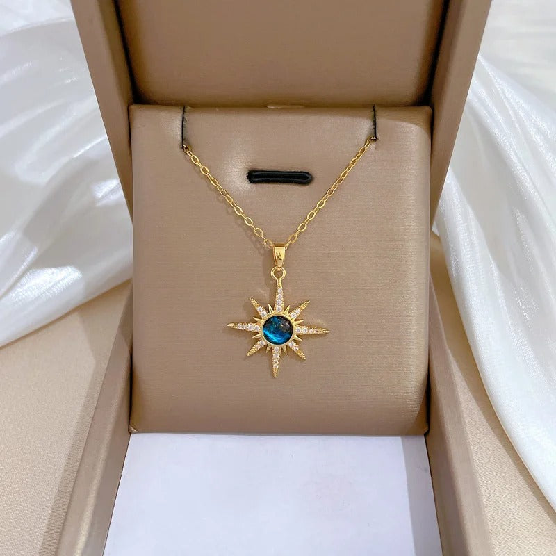 Exquisite and Fashionable Stainless Steel Sun Pendant Necklace For Women