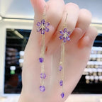 Luxury Crystal Long Flower Drop  Earrings For Women