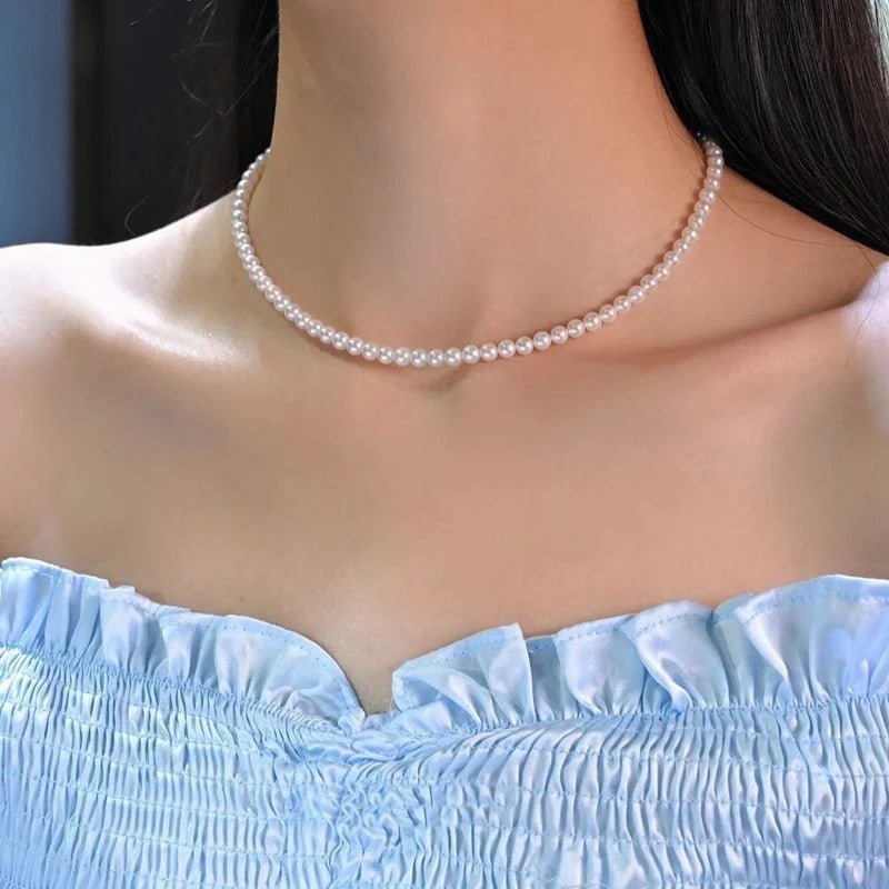 Classic Elegant White Pearl Chokers Necklace For Women and Men