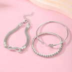 3pcs/Set Vintage Crystal Rhinestone Heart Bracelets for Women - Revelloventures